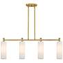 Crown Point 43.75"W 4 Light Brushed Brass Stem Island Light w/ White S