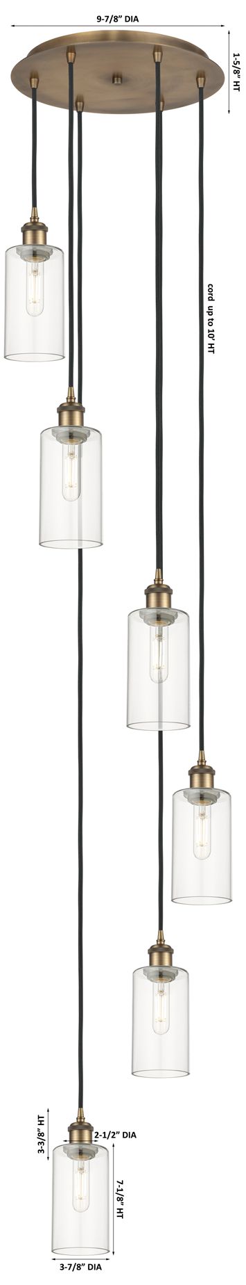 Image 4 Crown Point 6 Light 16" Cord Hung Multi Pendant Satin Nickel Seedy Shade more views