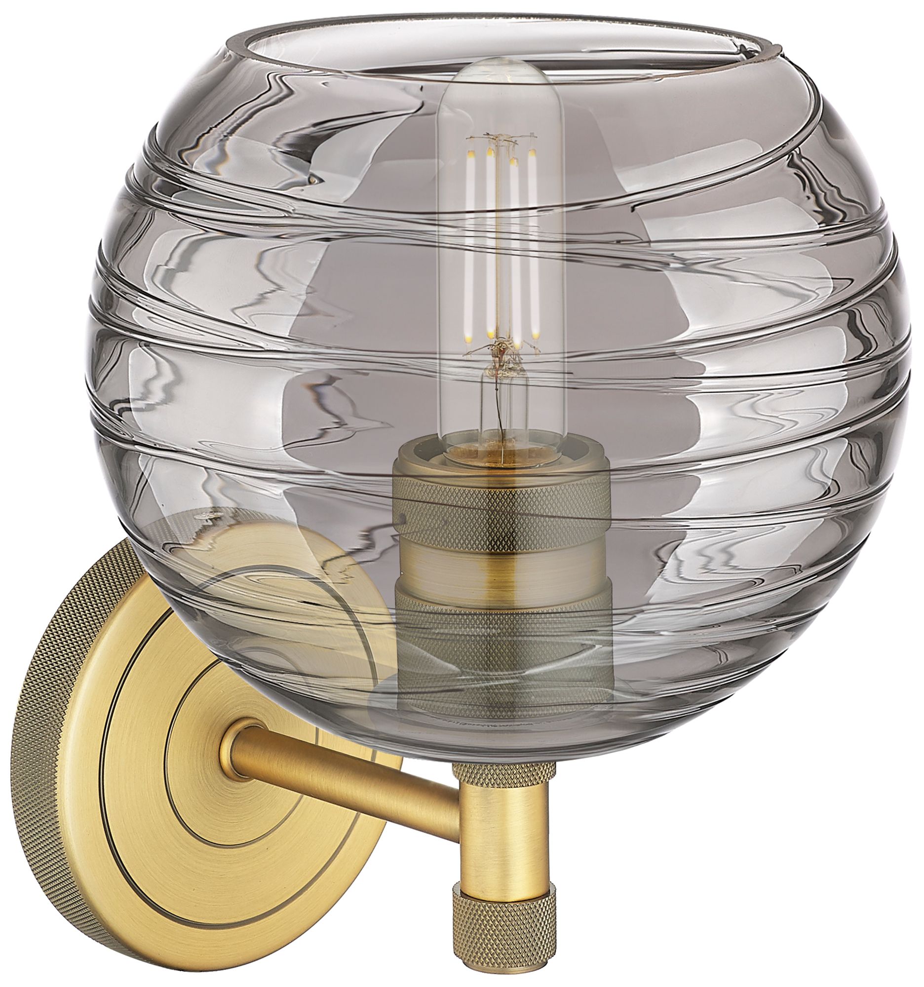 Image 2 Crown Point 8.5"H Brass Wall Sconce w/ Light Smoke Swirl Shade more views