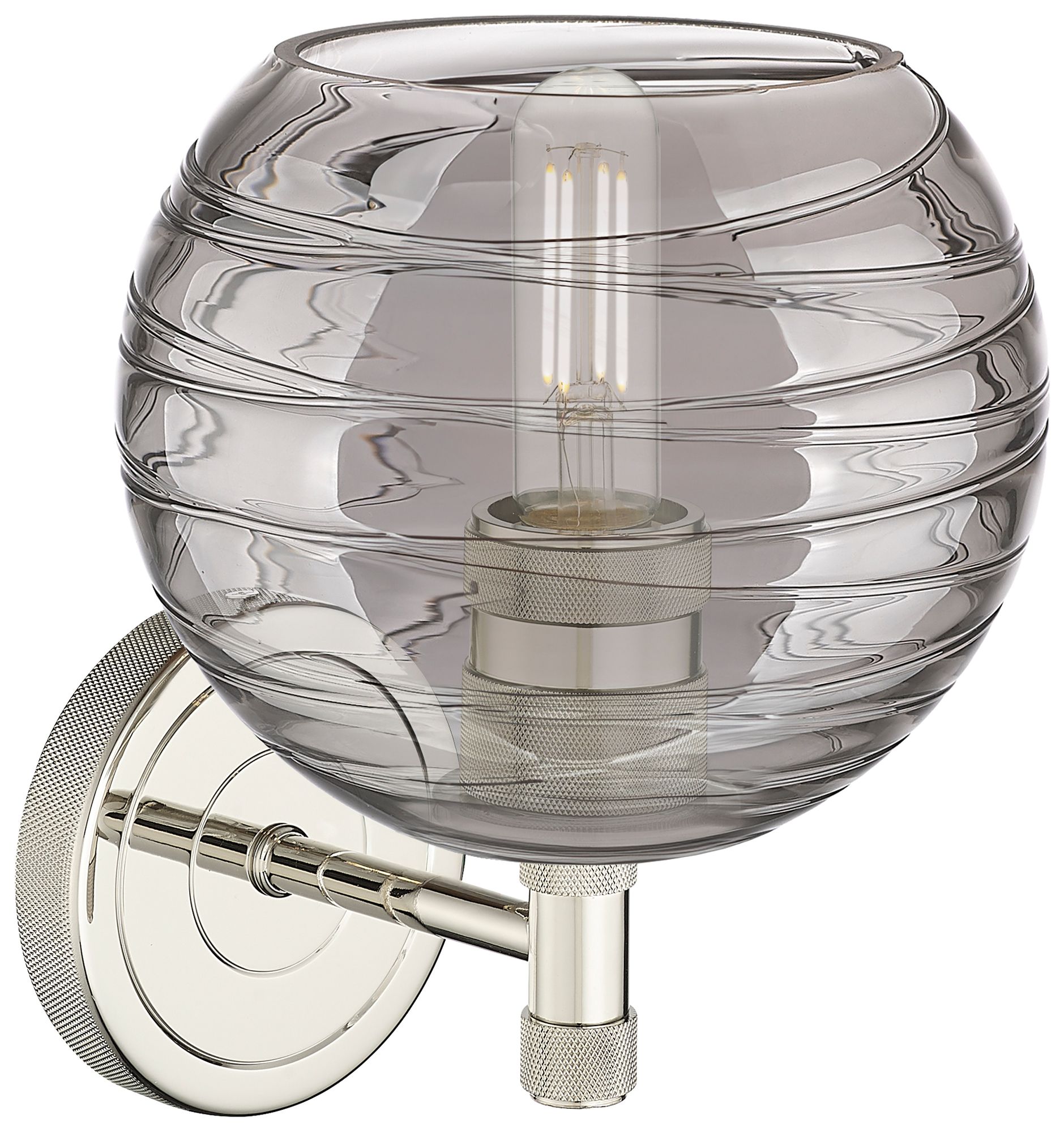 Image 2 Crown Point 8.5"H Nickel Wall Sconce With Light Smoke Deco Swirl Shade more views