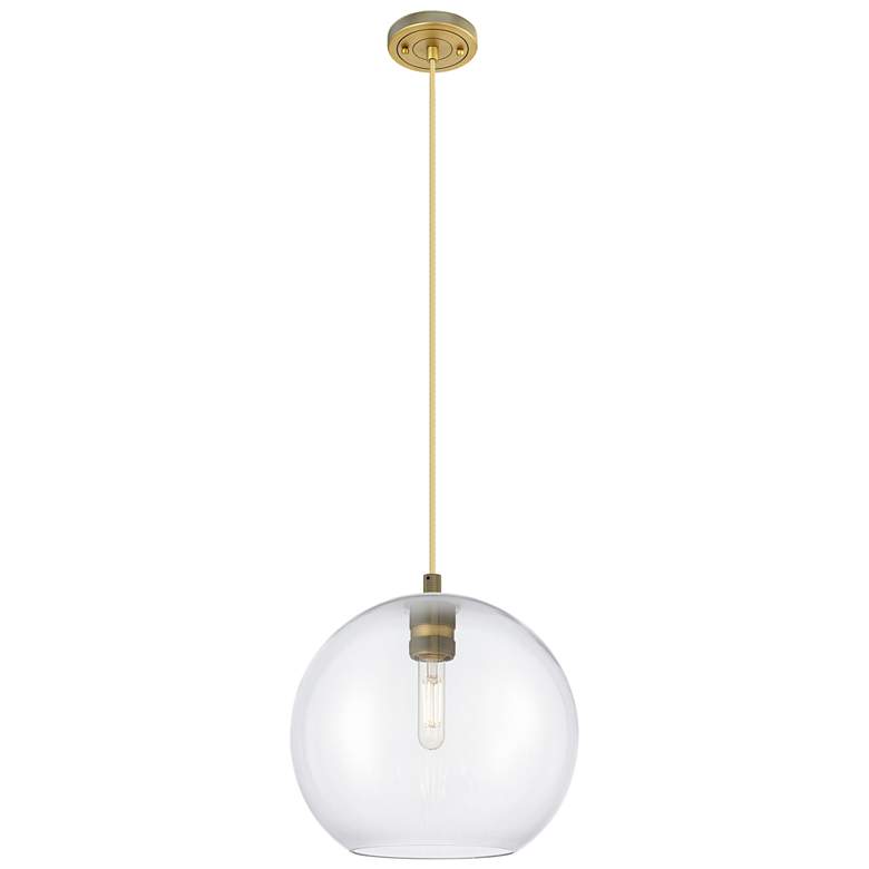 Image 1 Crown Point Athens 10"W Brushed Brass Cord Pendant With Clear Shade