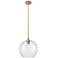 Crown Point Athens 10"W Brushed Brass Stem Pendant With Seedy Shade