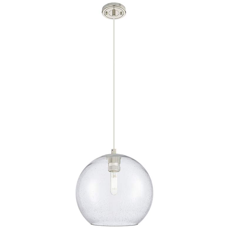 Image 1 Crown Point Athens 10"W Polished Nickel Cord Pendant With Seedy Shade