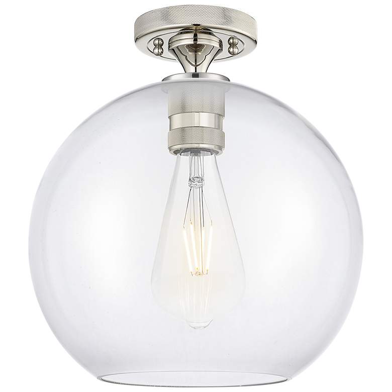 Image 1 Crown Point Athens 10"W Polished Nickel Flush Mount With Clear Shade