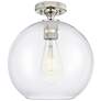 1_Crown Point Athens 10"W Polished Nickel Flush Mount With Clear Shade