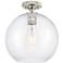 Crown Point Athens 10"W Polished Nickel Flush Mount With Clear Shade