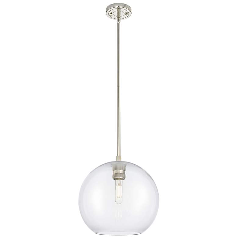 Image 1 Crown Point Athens 10"W Polished Nickel Stem Pendant With Clear Shade
