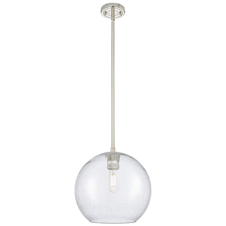 Image 1 Crown Point Athens 10"W Polished Nickel Stem Pendant With Seedy Shade