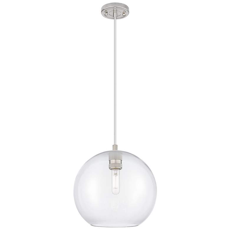 Image 1 Crown Point Athens 10"W Satin Nickel Cord Hung Pendant With Clear Shade