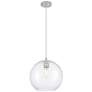 Crown Point Athens 10"W Satin Nickel Cord Hung Pendant With Clear Shade