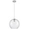 Crown Point Athens 10"W Satin Nickel Cord Hung Pendant With Seedy Shade
