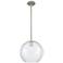 Crown Point Athens 10"W Satin Nickel Stem Hung Pendant With Seedy Shade