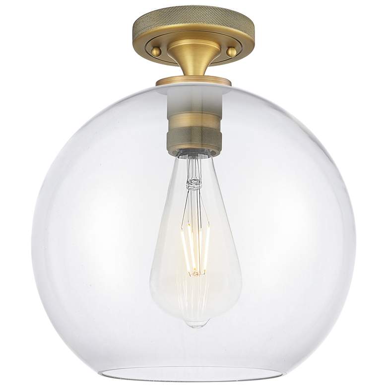 Image 1 Crown Point Athens 10" Wide Brushed Brass Flush Mount With Clear Shade