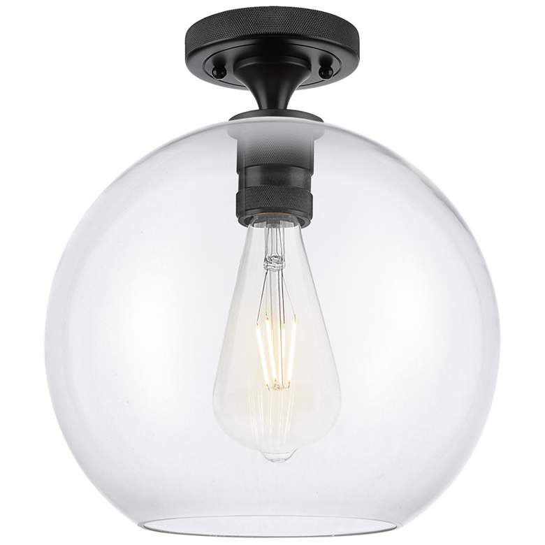 Image 1 Crown Point Athens 10" Wide Matte Black Flush Mount With Clear Shade