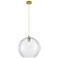Crown Point Athens 12"W Brushed Brass Cord Pendant With Seedy Shade