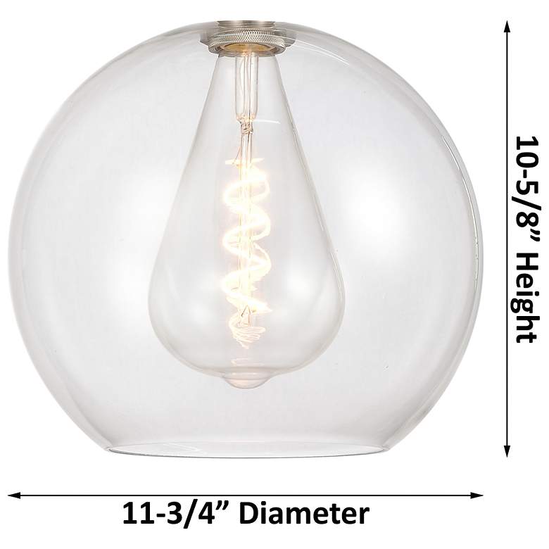 Image 2 Crown Point Athens 12"W Brushed Brass Stem Pendant With Clear Shade more views