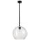 Crown Point Athens 12"W Matte Black Stem Hung Pendant With Seedy Shade