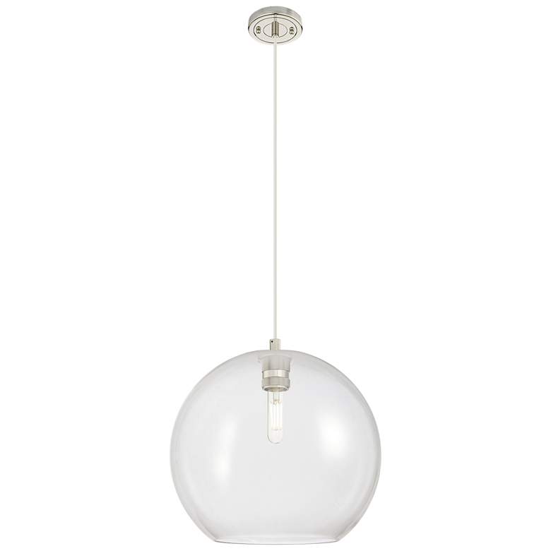 Image 1 Crown Point Athens 12"W Polished Nickel Cord Pendant With Clear Shade