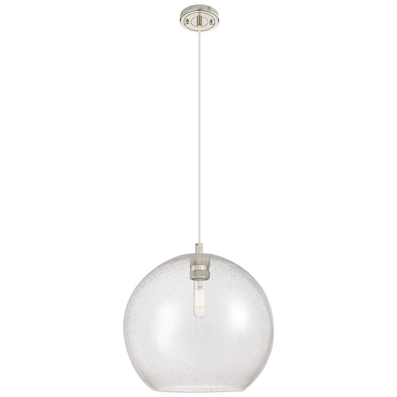 Image 1 Crown Point Athens 12"W Polished Nickel Cord Pendant With Seedy Shade