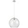 Crown Point Athens 12"W Polished Nickel Cord Pendant With Seedy Shade
