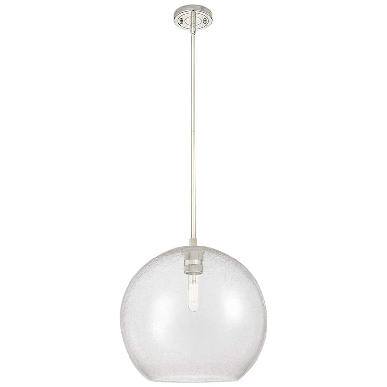 Image 1 Crown Point Athens 12"W Polished Nickel Stem Pendant With Seedy Shade