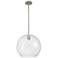 Crown Point Athens 12"W Satin Nickel Stem Hung Pendant With Clear Shade