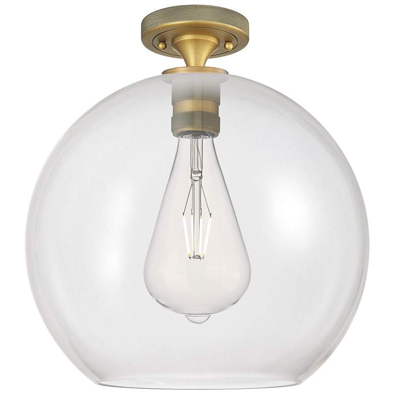 Image 1 Crown Point Athens 12" Wide Brushed Brass Flush Mount With Clear Shade