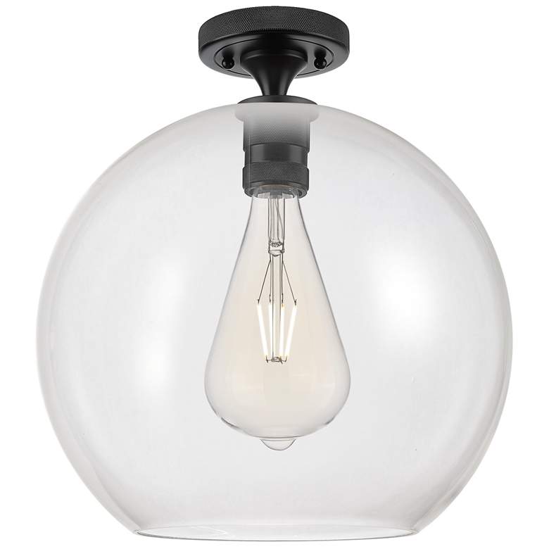 Image 1 Crown Point Athens 12" Wide Matte Black Flush Mount With Clear Shade