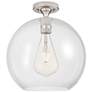 1_Crown Point Athens 12" Wide Satin Nickel Flush Mount With Clear Shade
