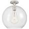 Crown Point Athens 12" Wide Satin Nickel Flush Mount With Clear Shade