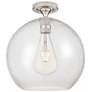 1_Crown Point Athens 12" Wide Satin Nickel Flush Mount With Seedy Shade