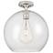Crown Point Athens 12" Wide Satin Nickel Flush Mount With Seedy Shade