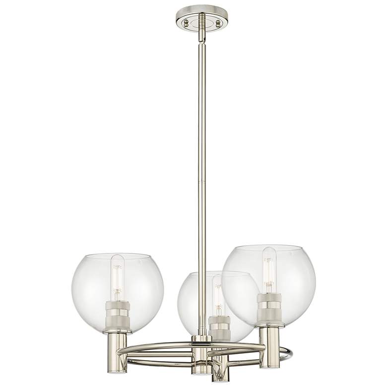 Image 1 Crown Point Athens 20"W 3 Light Nickel Stem Pendant w/ Clear Shade