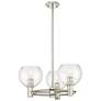 1_Crown Point Athens 20"W 3 Light Nickel Stem Pendant w/ Clear Shade