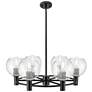 Crown Point Athens 26"W 6 Light Black Stem Chandelier w/ Seedy Shade