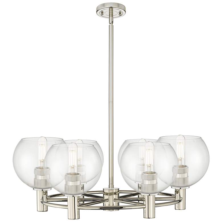 Image 1 Crown Point Athens 26"W 6 Light Nickel Stem Chandelier w/ Clear Shade