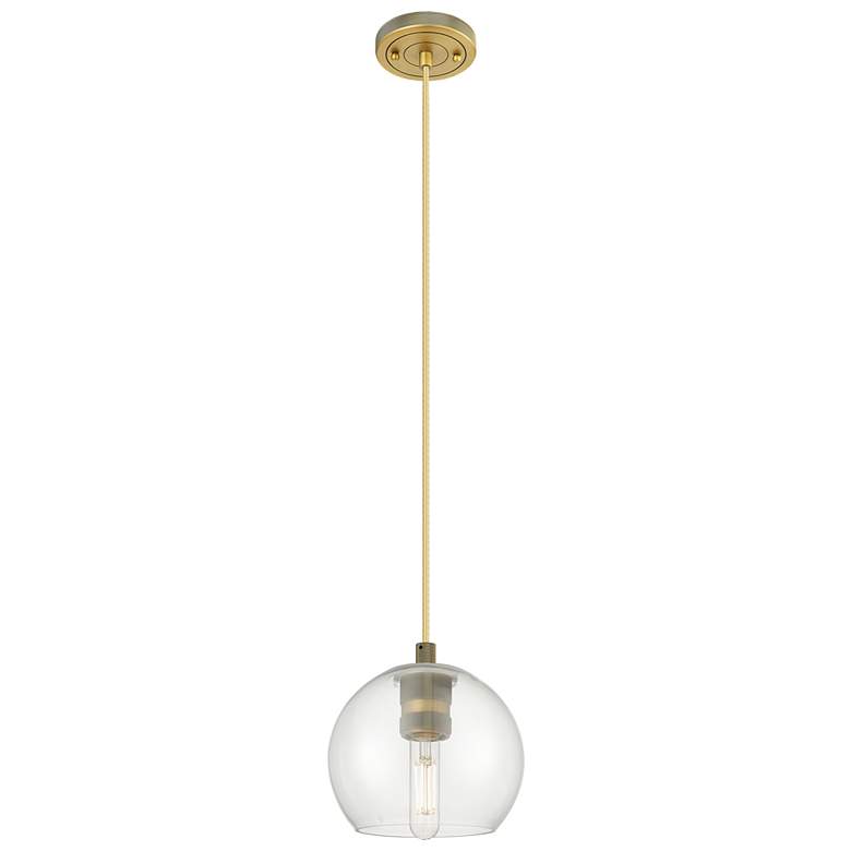 Image 1 Crown Point Athens 6"W Brushed Brass Cord Hung Pendant With Clear Shade