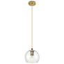 1_Crown Point Athens 6"W Brushed Brass Cord Hung Pendant With Clear Shade