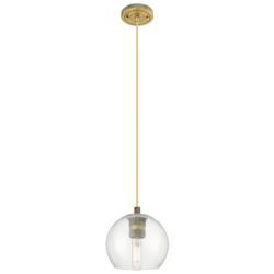 Crown Point Athens 6"W Brushed Brass Cord Hung Pendant With Clear Shade