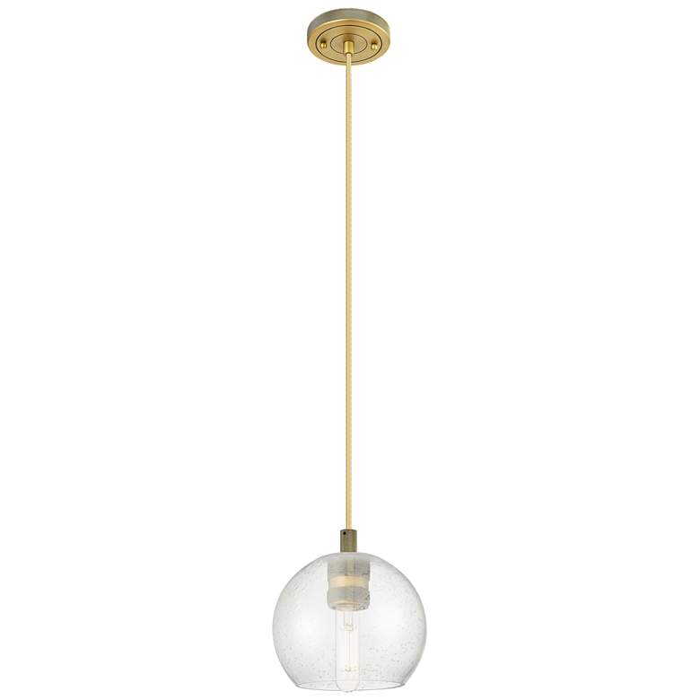 Image 1 Crown Point Athens 6"W Brushed Brass Cord Hung Pendant With Seedy Shade
