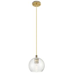 Crown Point Athens 6"W Brushed Brass Cord Hung Pendant With Seedy Shade