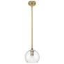 1_Crown Point Athens 6"W Brushed Brass Stem Hung Pendant With Clear Shade