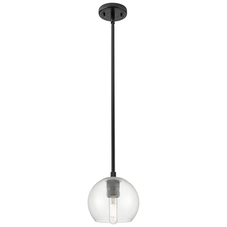 Image 1 Crown Point Athens 6"W Matte Black Stem Hung Pendant With Clear Shade