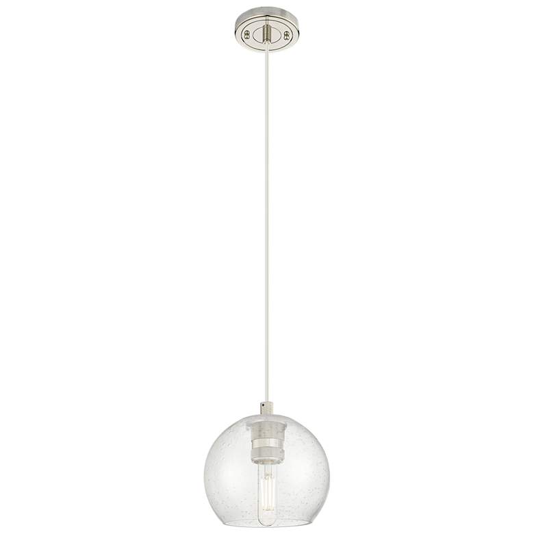 Image 1 Crown Point Athens 6"W Polished Nickel Cord Pendant With Seedy Shade
