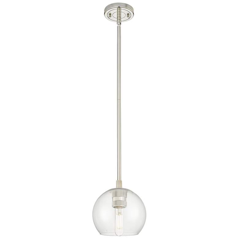 Image 1 Crown Point Athens 6"W Polished Nickel Stem Pendant With Clear Shade
