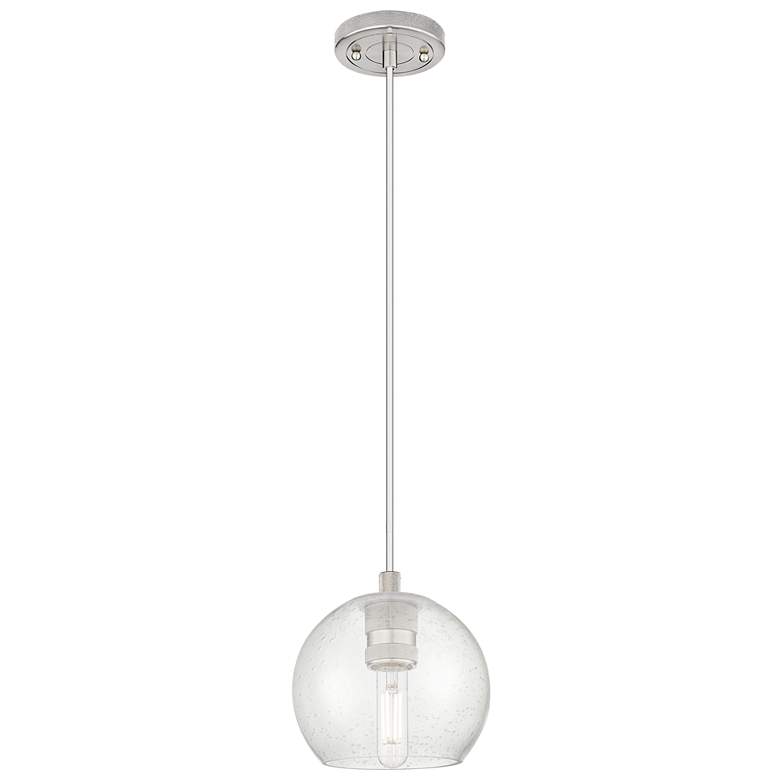 Image 1 Crown Point Athens 6"W Satin Nickel Cord Hung Pendant With Seedy Shade