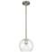 Crown Point Athens 6"W Satin Nickel Stem Hung Pendant With Clear Shade