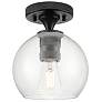 1_Crown Point Athens 6" Wide Matte Black Flush Mount With Clear Shade