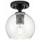 Crown Point Athens 6" Wide Matte Black Flush Mount With Clear Shade