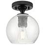 1_Crown Point Athens 6" Wide Matte Black Flush Mount With Seedy Shade